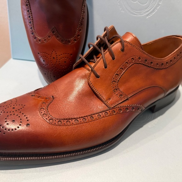 Magnanni Hampton Wingtip Oxfords Size 47 | New in Box | Cognac Spanish Leather - Picture 3 of 16